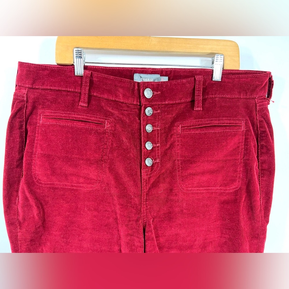 Torrid Corduroy Pants Womens Size 16R Red Boot Flare High Rise Button